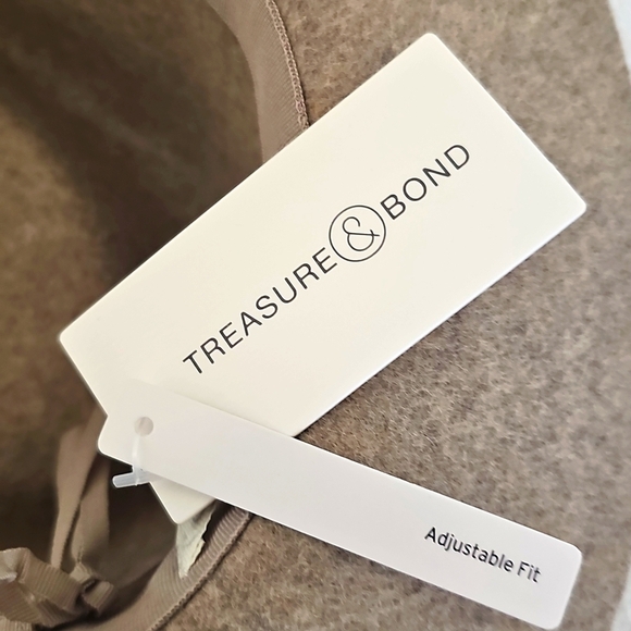 NWT Treasure & Bond Double -Braid Wool Felt Fedora Adjustable Hat Beige One Size - Picture 9 of 14